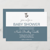 グレーキツネ – ベビーシャワー7x5 （水平）招待状 招待状 (正面/裏面)