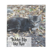 グレーキャットおもしろいカスタム文字 ノートパッド (正面)