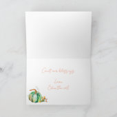 グレーキャットとカボチャの水彩感謝祭カード サンキューカード (内部)