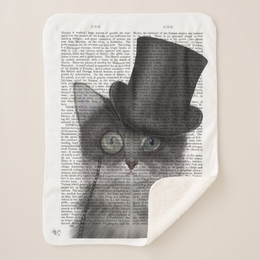 グレーキャットとトップハット シェルパブランケット (正面)