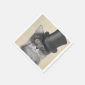 グレーキャットとトップハット スタンダードカクテルナプキン (角)