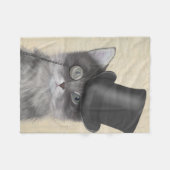 グレーキャットとトップハット フリースブランケット (正面(横))