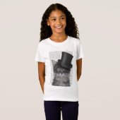 グレーキャットとトップハット Tシャツ (正面フル)