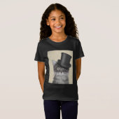 グレーキャットとトップハット Tシャツ (正面フル)