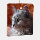 グレーキャットオンコーチ セラミックオーナメント (右)