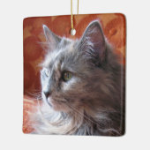 グレーキャットオンコーチ セラミックオーナメント (左)