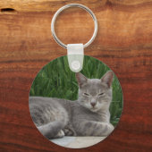 グレーキャットキーチェーン キーホルダー (正面)