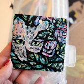 グレーキャットコラージアートキティ猫コラージュ メタルオーナメント