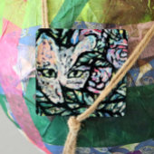 グレーキャットコラージアートキティ猫コラージュ メタルオーナメント