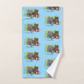 グレーキャットテディベア バスタオルセット (ハンドタオル)