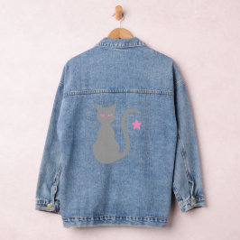 グレーキャットデニムジャケット デニムジャケット