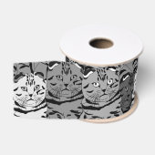 グレーキャットネコおもしろい3" グログランリボン (リール)