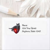 グレーキャットハート差出人住所ラベル ラベル (インサイチュ)