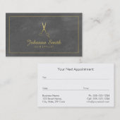 グレーキャンバスゴールデンフレーム&はさみヘアスタイリスト 予約カード (正面/裏面)