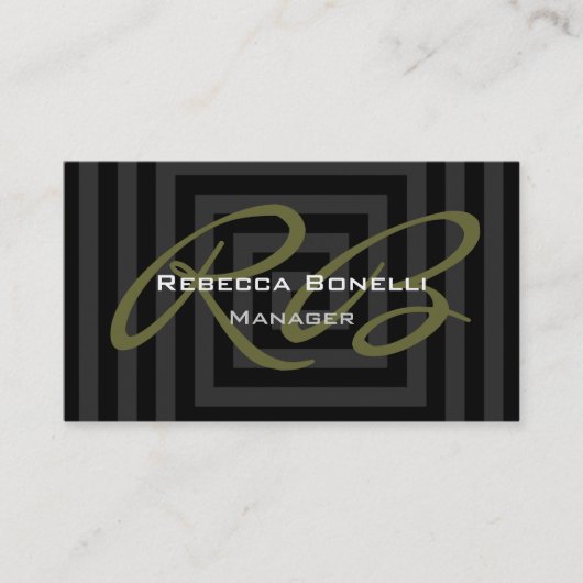 グレーキュービックスパイラルパターンモノグラム名刺 名刺 (正面)