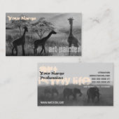 グレーキラフェエレファント写真モダン画家 名刺 (正面/裏面)