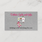 グレーキルティングと裁縫マシン名刺 名刺 (正面)