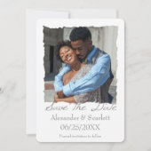 グレーギザギザのフレームフォトセーブ・ザ・デート案内 案内状 (正面)