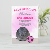 グレーギニア豚ガーリーピンクサッカーボールカスタム 招待状 (スタンド正面)