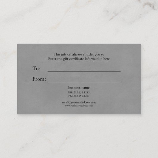 グレーギフト証明書のユーカリ 名刺 (裏面)