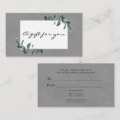 グレーギフト証明書のユーカリ 名刺 (正面/裏面)