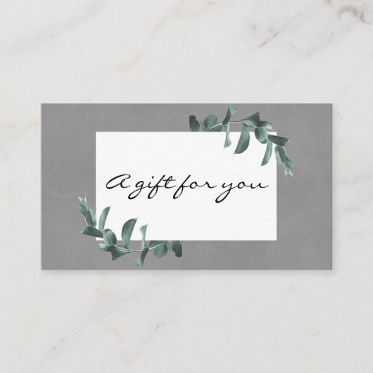 グレーギフト証明書のユーカリ 名刺 (正面)