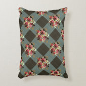 グレーギンガムアンドダスクピンクフローラ国 アクセントクッション (正面(垂直))