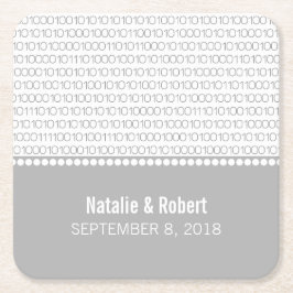 グレーギークシックバイナリコード紙コースター スクエアペーパーコースター