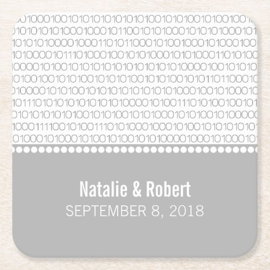 グレーギークシックバイナリコード紙コースター スクエアペーパーコースター (正面)