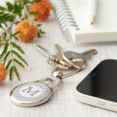 グレークォーターフォイルラティモノグラムイニシャルキーチェーン キーホルダー (側面)