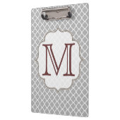 グレークォーターフォイルラティモノグラムイニシャルクリップボード クリップボード (左)