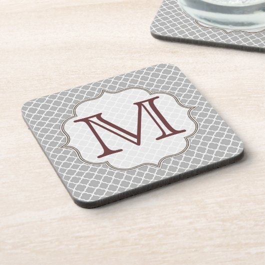 グレークォーターフォイルラティモノグラムドリンクコースター コースター (左側)