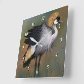 グレークラウンドクレーンの鳥の壁時計 スクエア壁時計 (傾斜)