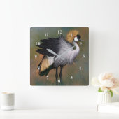 グレークラウンドクレーンの鳥の壁時計 スクエア壁時計 (ホーム)