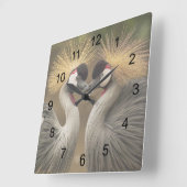 グレークラウン付きクレーンラブ スクエア壁時計 (傾斜)