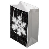 グレークラシックとブラックの格子模様のスノーフレーク ミディアムペーパーバッグ (正面アングル)