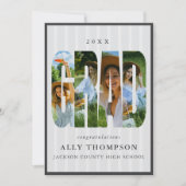 グレークラシックストライプ フォト 卒業発表 招待状 (正面)