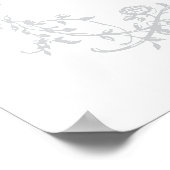 グレークラシックフランスのフローラ結婚の歓迎サイン ポスター (角)