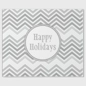 グレークラシックホワイトシェブロンのジグザグの幸せな休日 ラッピングペーパー (フラット)