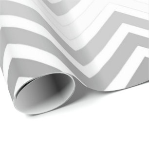 グレークラシックホワイトシェブロンのジグザグの幸せな休日 ラッピングペーパー