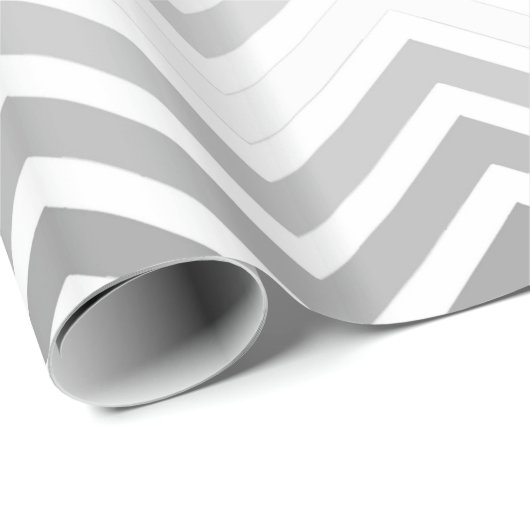 グレークラシックホワイトシェブロンのジグザグの幸せな休日 ラッピングペーパー (ロールコーナー)