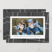 グレークラシック格子模様の休日の写真カード シーズンカード (正面/裏面)