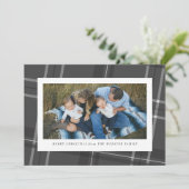 グレークラシック格子模様の休日の写真カード シーズンカード (スタンド正面)