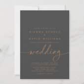 グレークラシック金ゴールドフロント&バック結婚ズ 招待状 (正面)