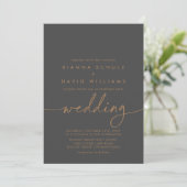グレークラシック金ゴールドフロント&バック結婚ズ 招待状 (スタンド正面)