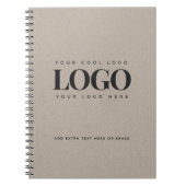 グレークラフト紙ルックラウンドロゴビジネスカスタム ノートブック (正面)