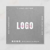 グレークラフト紙ロゴとQRコードの追加シンプル方法 スクエア名刺 (正面)