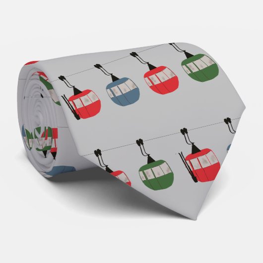 グレークリスマススキーリフトイラストレーションスキーヤー ネクタイ (ロール)