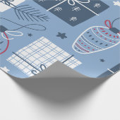 グレークリスマスデコレーションパターンラッピング紙 ラッピングペーパー (角)