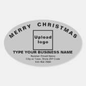 グレークリスマスビジネス楕円シェイプステッカー 楕円形シール (正面)